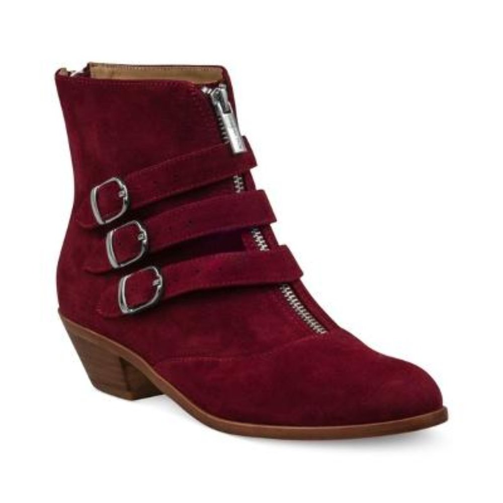 Modern Vice Jasper Leather Booties in Burgundy Wine Size 8.5